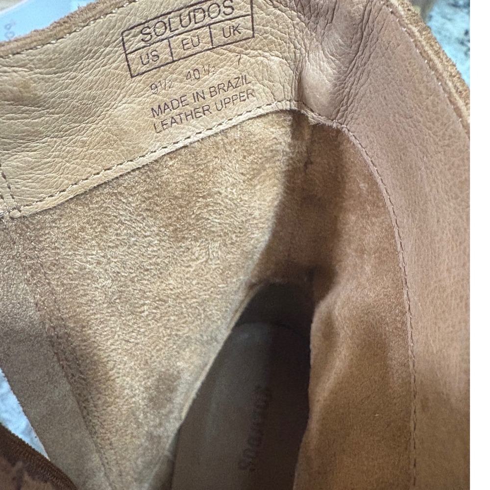 Soludos "Fulton" Suede Ankle Boots Brown Side Zip Block Heel Size 9.5 / 40.5 - Picture 8 of 10